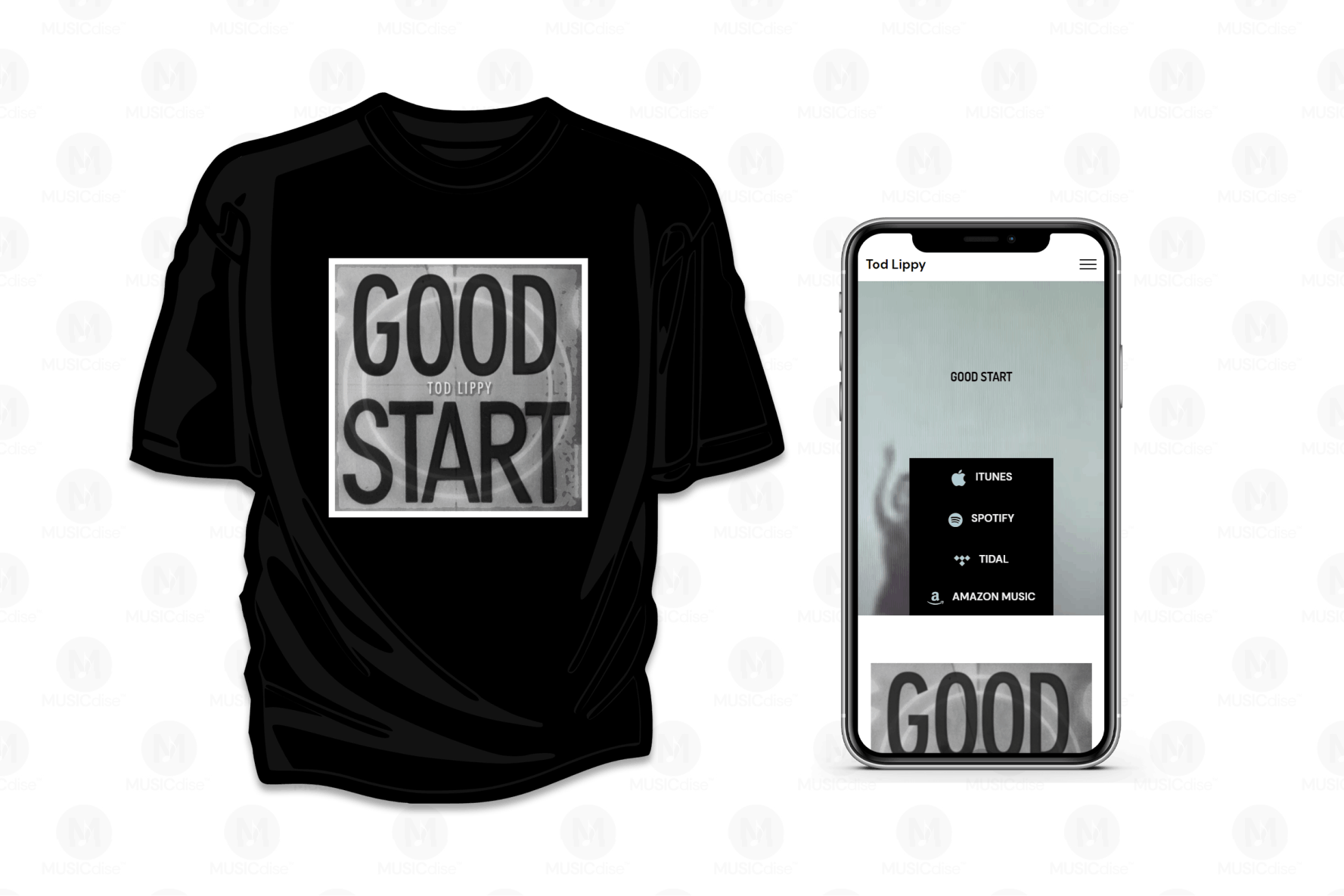 MUSICdise™ Services - Interactive Merchandise Tshirt and smartphone. ©Philip Warbasse