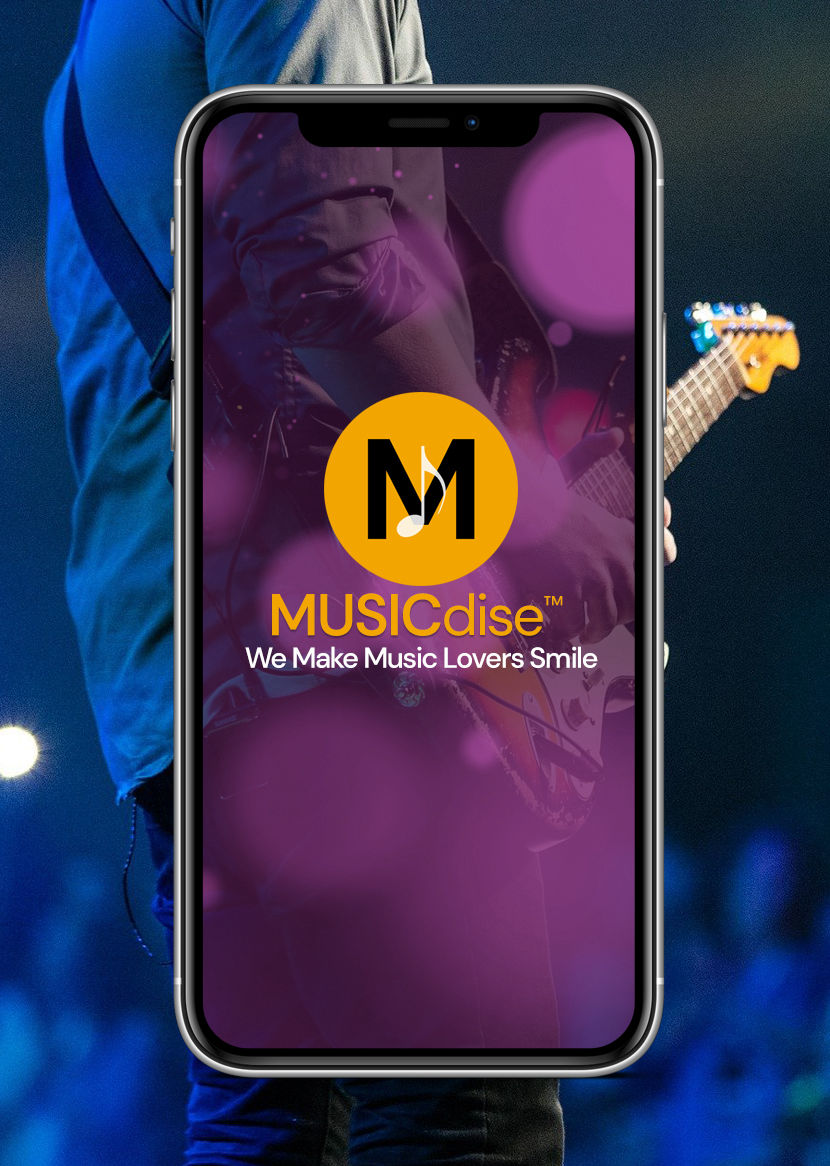 MUSICdise™ Home - Guitar player in phone. ©Philip Warbasse